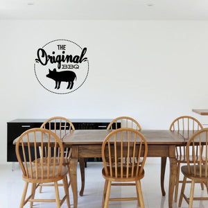 Barbecue circle wall decal with pig silhouette and 'The Original BBQ' text