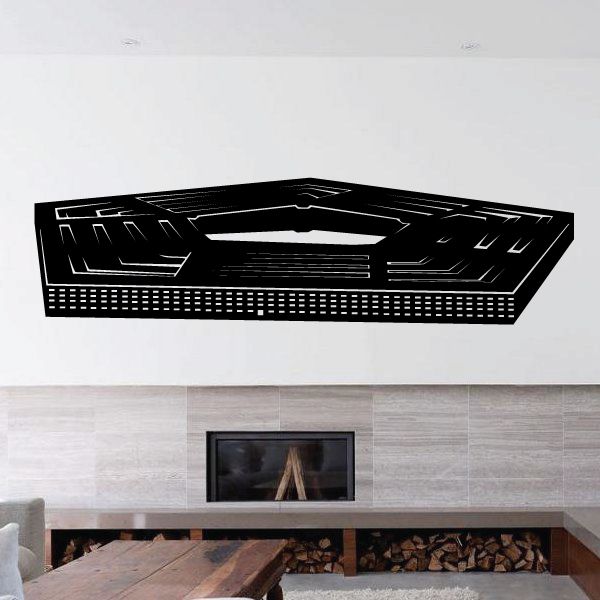 Pentagon decal with black geometric circuit pattern