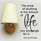 Inspirational wall decal quote with 'Life you exchange for it' script and Thoreau