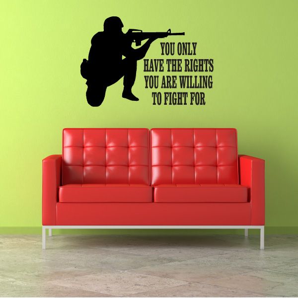 Image of The Rights You Are Willing To Fight For Aiming Soldier Decal