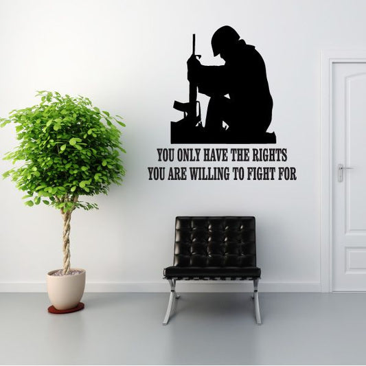 Image of The Rights You Are Willing To Fight For Praying Soldier Decal