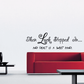 Black script wall decal reading: “Then Luck Stepped In... and a sweet hand.”