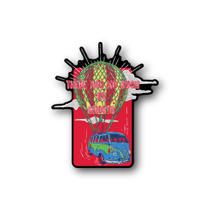 Vinyl sticker: colorful hot air balloon, red car, and 'THERE ARE NO SUCH' text