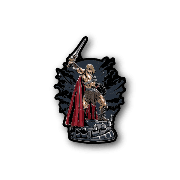 Warrior vinyl sticker with sword-wielding knight in cloak and crown, dark ink