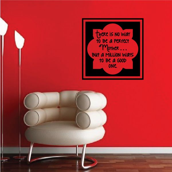 Square Mothers Day quote wall decal with black frame and red speech bubble text