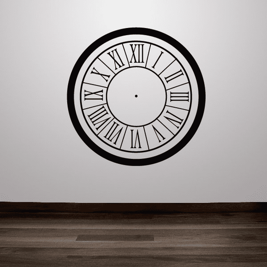 Image of Thick Border Roman Numerals Clock Face Wall Decal 