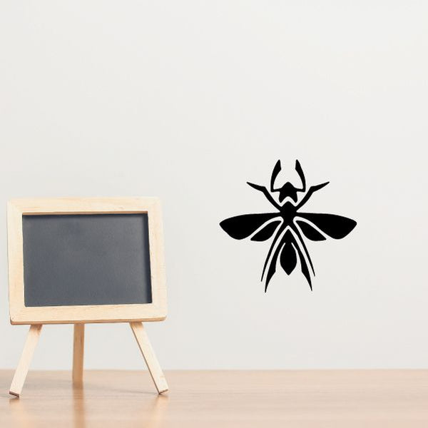 Black mosquito wall decal with thin white body details