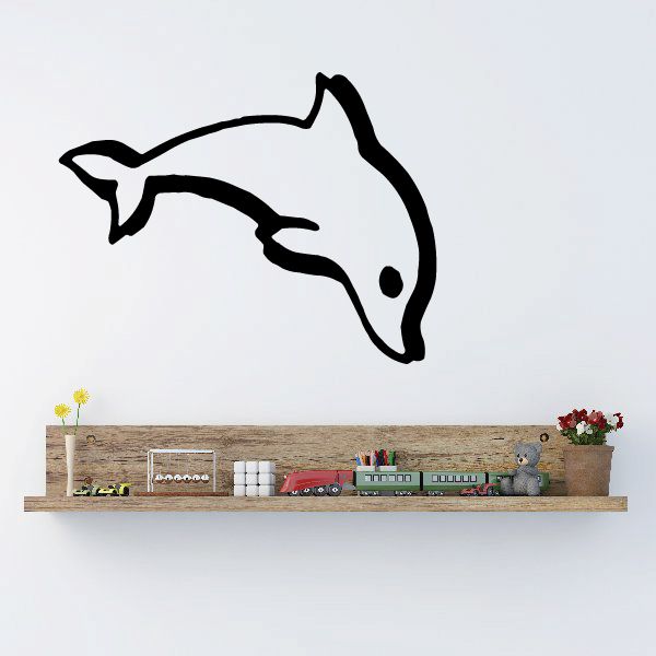 Image of Thick Stroke Dolphin Decal