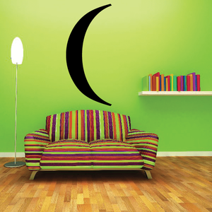 Thin crescent moon wall decal, black curved outline
