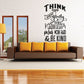 Inspirational wall decal with text: Think deeply, speak gently, be kind in black