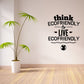 Ecofriendly wall decal reading “think & live ecofriendly” with globe icon