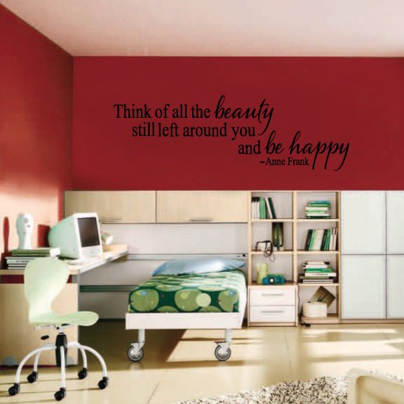 Image of Think Of All The Beauty Still Left Around You And Be Happy Anne Frank Decal