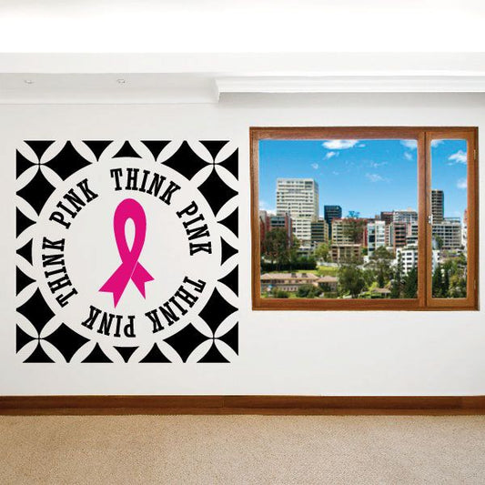 Think Pink Ribbon Patterned Printed Die Cut Decal