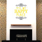 Happy Place wall decal with gray scrollwork and yellow 'IS MY HAPPY PLACE' text