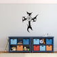 Black thorned cross wall decal with rose