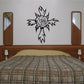 Black thorned rose cross wall decal with detailed linework flower and thorns
