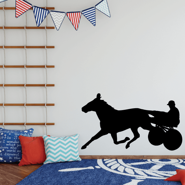 Horse racing wall decal, black horse and rider silhouette
