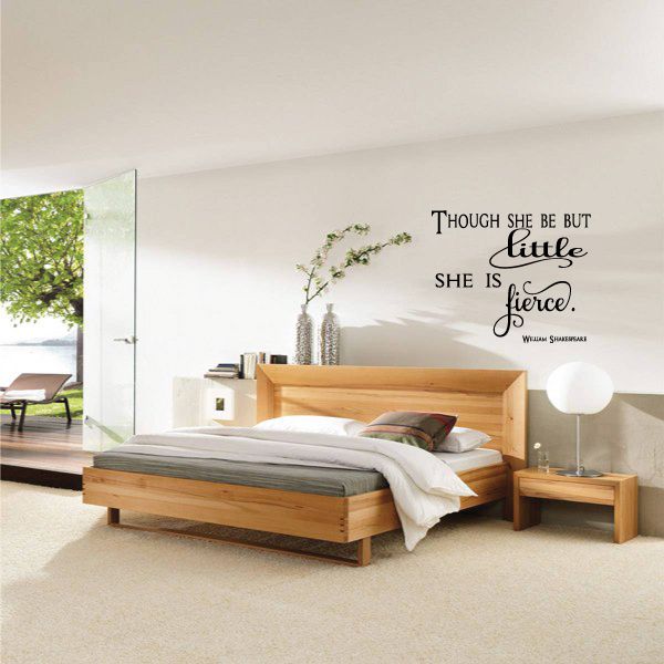 Wedding wall decal with quote text and small vine branch, black script letters