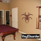 Threatening spider wall decal, dark maroon outline with detailed legs and fangs
