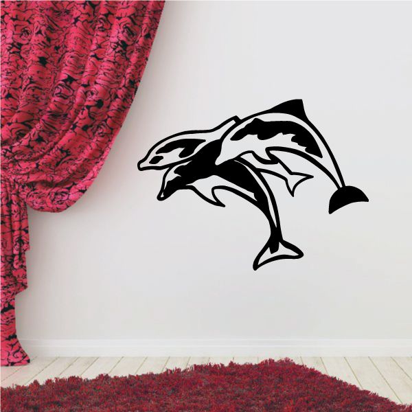 Image of Three Dolphins Jumping Decal