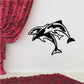 Black jumping dolphin wall decal with white outline