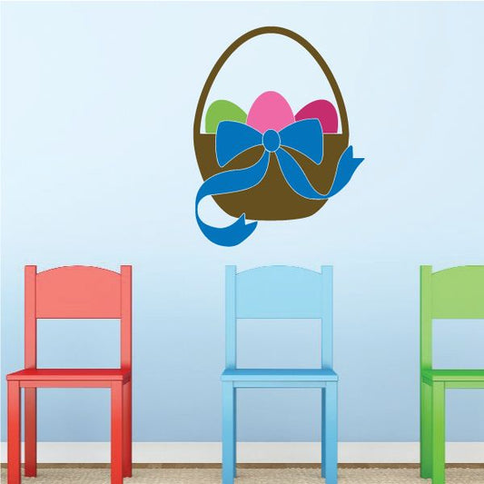 Image of Three Easter Egg Ribbon Basket Printed Die Cut Decal