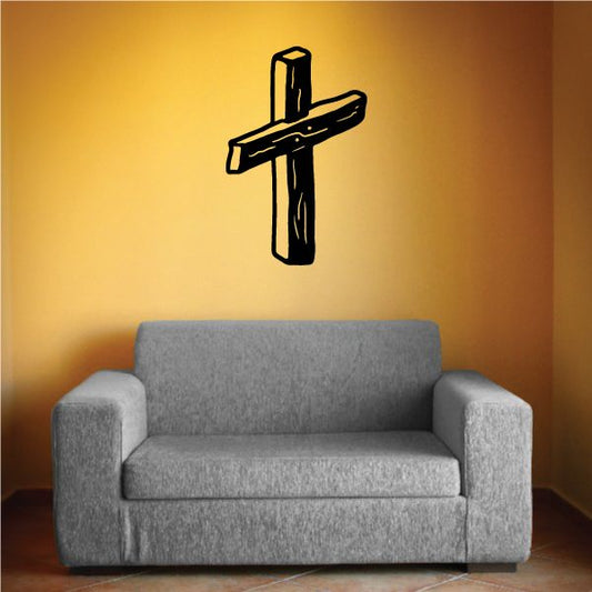 Image of Three Quarter Wooden Cross Grave Marker Decal