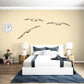 Three flying seagull wall decal with black outline