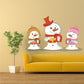 Three singing snowmen sticker with red scarf and Santa-style hats