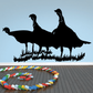 Three turkey hens standing decal, black silhouette with grass base