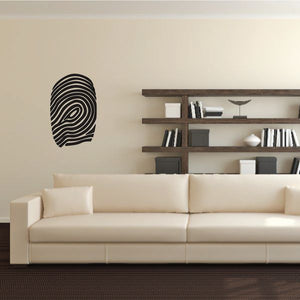 Thumbprint wall decal with black concentric fingerprint pattern