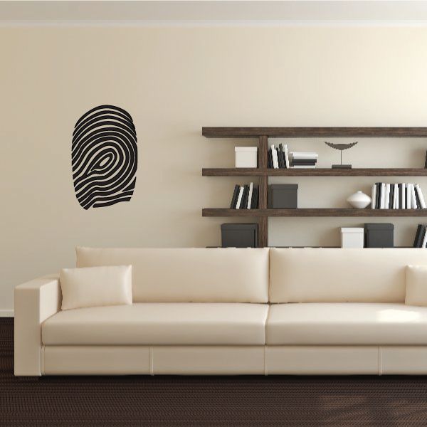 Thumbprint wall decal with black concentric fingerprint pattern