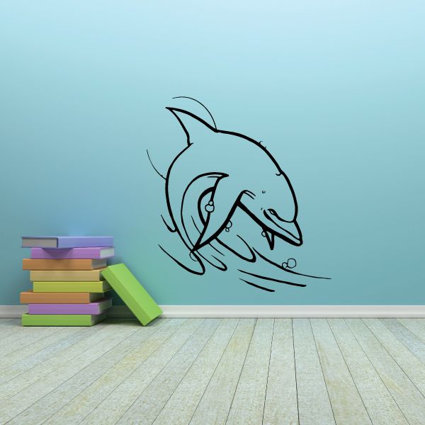 Image of Tidal Waves and Moon Dolphin Decal