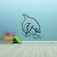 Dolphin and wave wall decal with moon motif