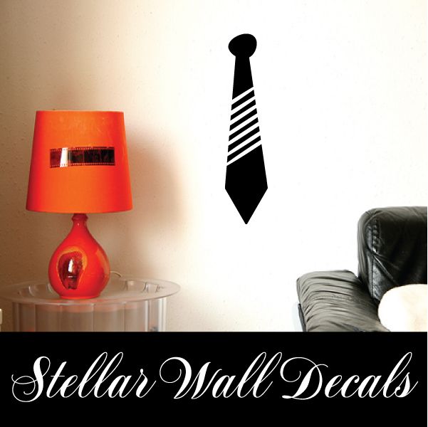 Black striped tie vinyl wall decal with pointed bottom