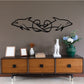 Dolphin tail decal with tied vine design, black outline