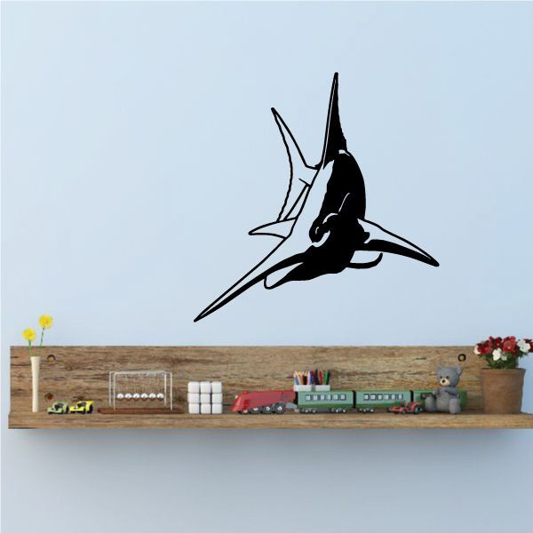 Marlin fish wall decal, black silhouette with white highlights