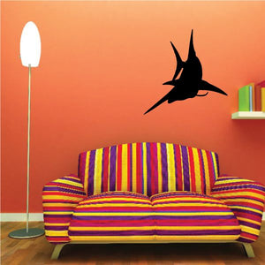 Black tilted marlin silhouette wall decal