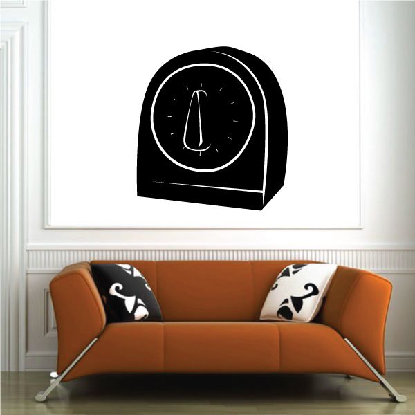 Timer decal with black arched design and white hourglass icon