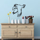 Black outline crow decal with tired expression and outstretched wings
