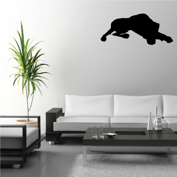 Black Great Dane dog decal, lying down in a tired pose
