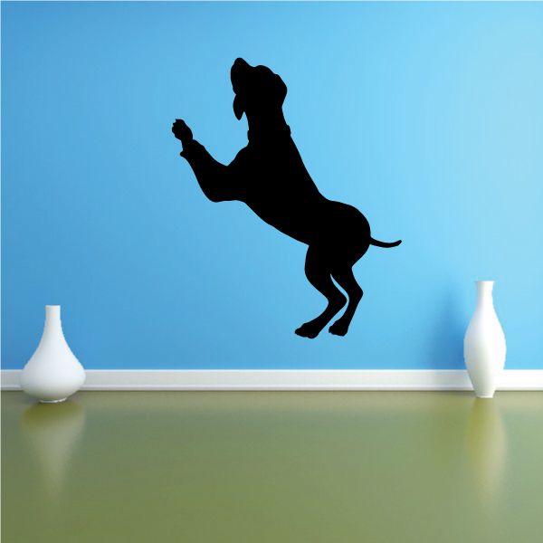 Coonhound decal with black dog silhouette jumping