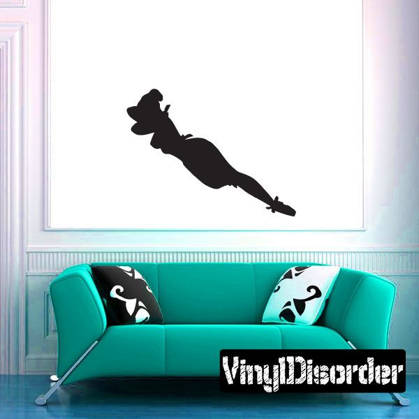 Jester girl silhouette decal, black sitting figure with hat and ruffled collar