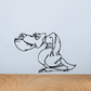 Tired T-rex wall decal, black outline dinosaur with drooping, resting pose