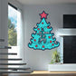 Christmas tree wall sticker with blue tree, red ornaments, and text 'Tis the season'