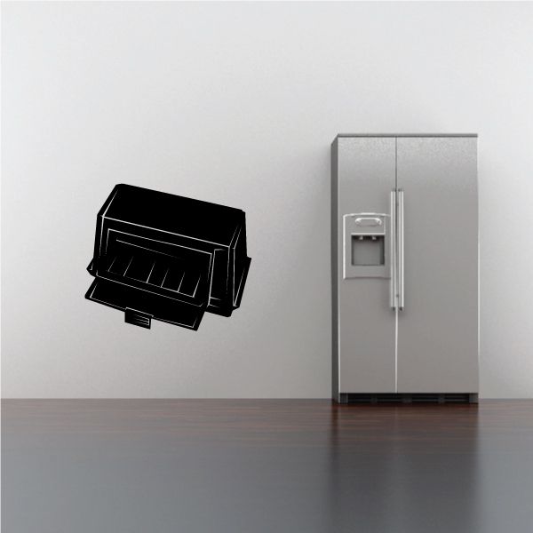 Black toaster oven decal with angled front and tray line details