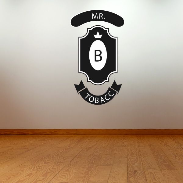 Tobacco wall decal vinyl badge design with “MR.” and “TOBACCO” text