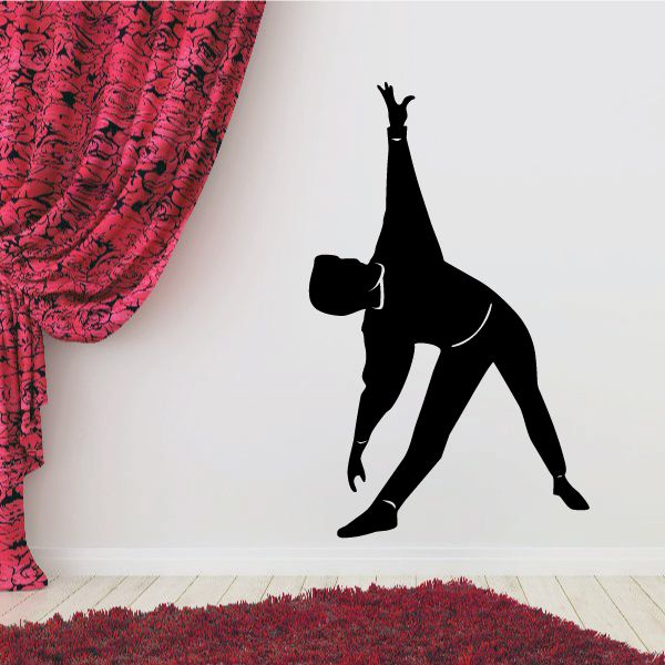 Black toe touch stretch fitness wall decal silhouette of standing dancer