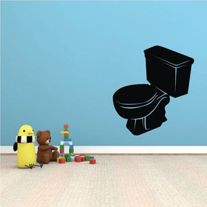 Toilet wall decal, black toilet silhouette with tank and seat