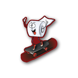 Vinyl toilet paper roll skateboard sticker with cartoon skater on board